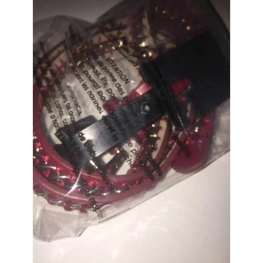 Style & co. Skinny Chain Inlay Red Belt, Size Medium, Retail $34.00